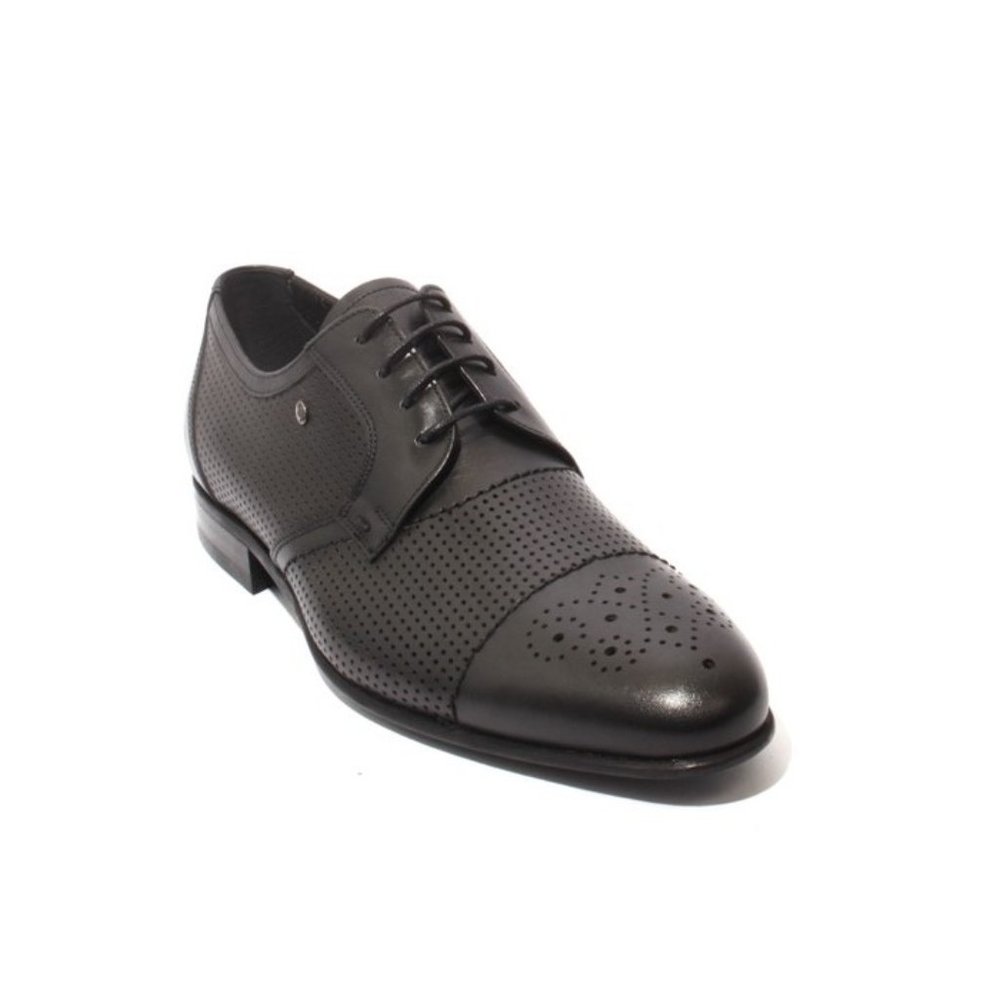 ROBERTO SERPENTINI 44934 Black Leather Lace-Up Classic Shoes